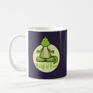 Keep it fun Kawaii green crocodile practicing yoga Coffee Mug