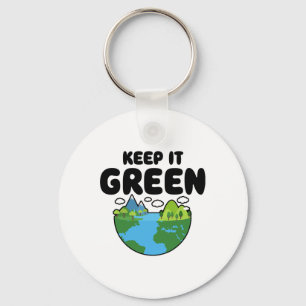 Keep It Green Earth Day Planet Environmental Aware Keychain