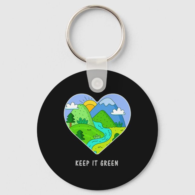 Keep It Green Save The Planet Earth Day Gift Idea  Keychain (Front)