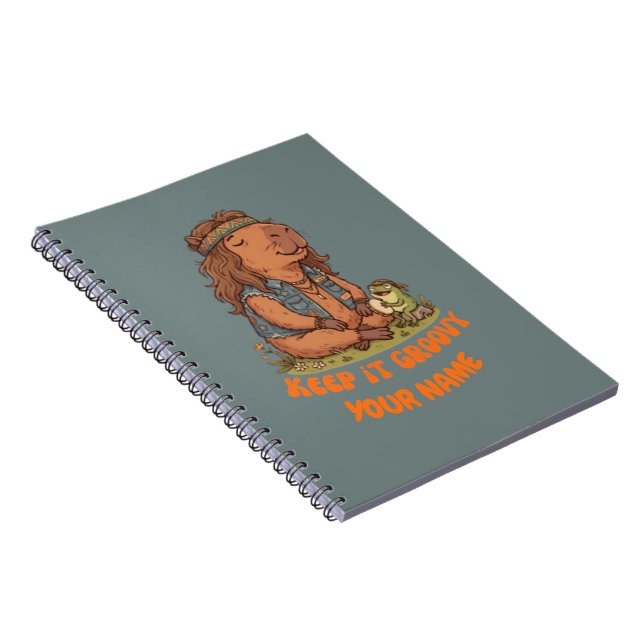 Keep It Groovy Capybara Cute Retro Custom Notebook (Right Side)