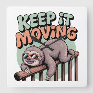 Keep It Moving Square Wall Clock