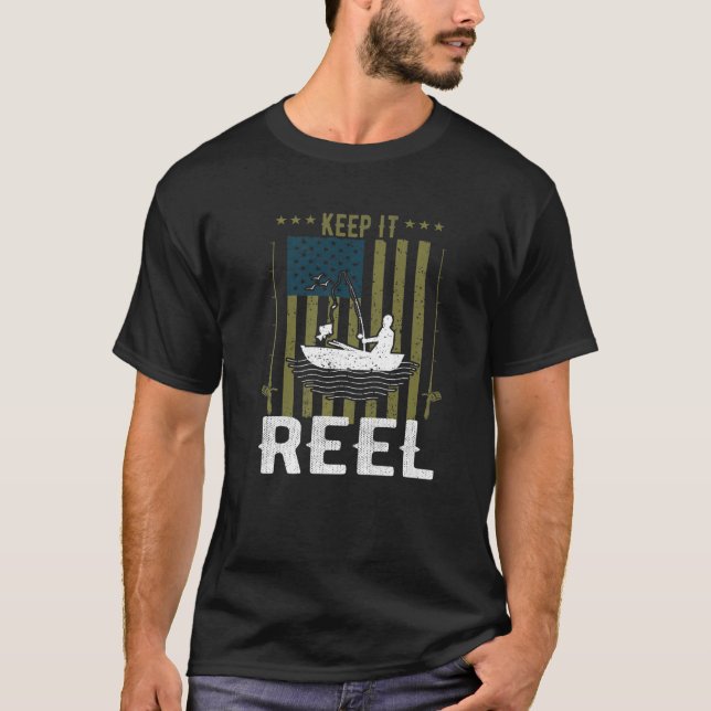 Keep It Reel Fishing Hook Usa Flag Camouflage Fish T-Shirt (Front)