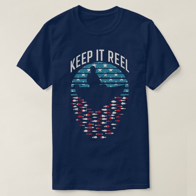 Keep It Reel Fishing Retro Sunset Funny Fisherman  T-Shirt (Design Front)