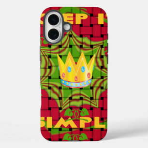 Keep It Simple: Bold Golden Red Woven Floral print iPhone 16 Plus Case