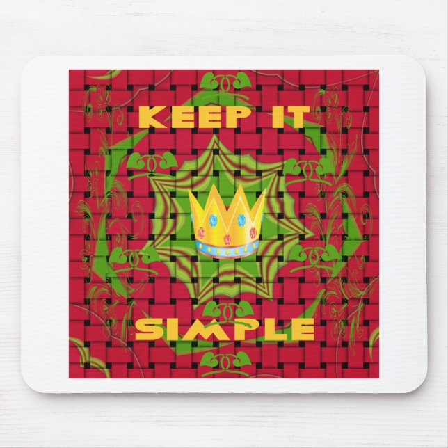 Keep It Simple: Bold Golden Red Woven Floral print Mouse Pad (Front)