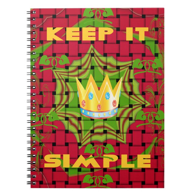 Keep It Simple: Bold Golden Red Woven Floral print Notebook (Front)