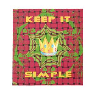 Keep It Simple: Bold Golden Red Woven Floral print Notepad