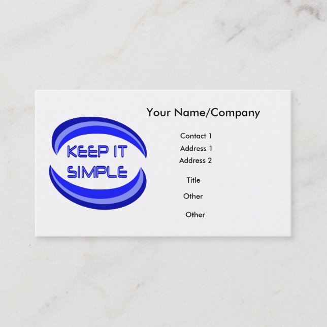 Keep It Simple Business Card (Front)