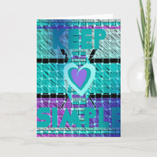 Keep It Simple: Cyan Heart & Clarity Pattern Art Card