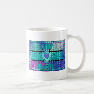 Keep It Simple: Cyan Heart & Clarity Pattern Art Coffee Mug