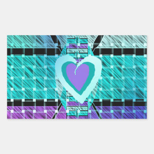 Keep It Simple: Cyan Heart & Clarity Pattern Art Sticker