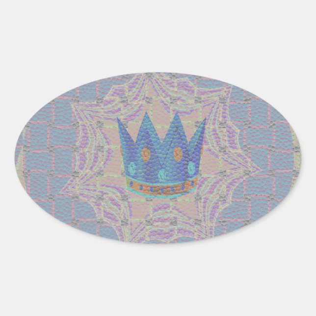 Keep It Simple: Pastel Royal Clarity Pattern Art Oval Sticker (Front)