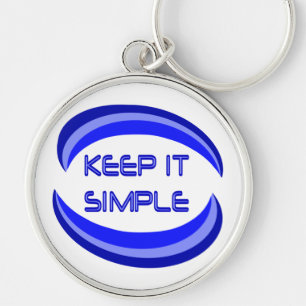 Keep it Simple Recovery Slogan Quote In Blue Keychain