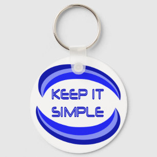 Keep it Simple Recovery Slogan Quote In Blue Keychain