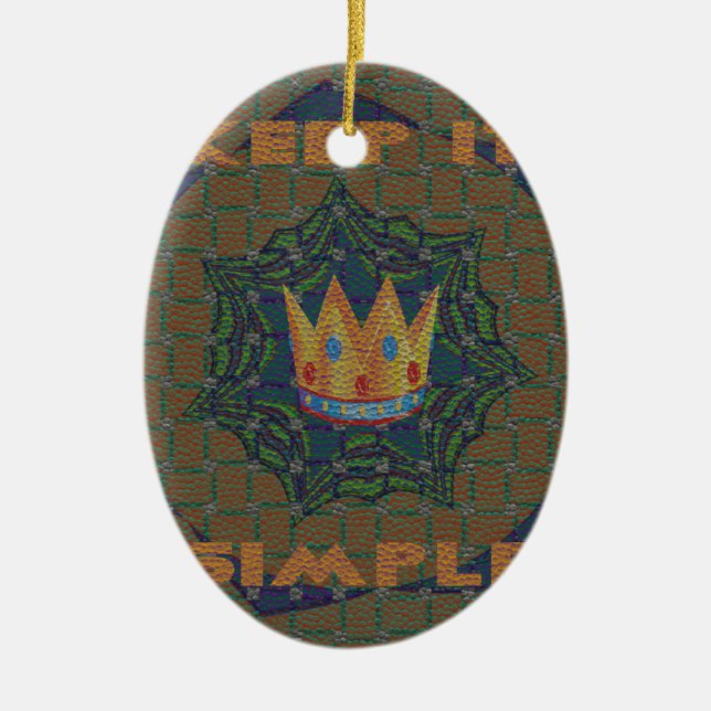 Keep It Simple: The Royal Clarity Pattern Design Ceramic Ornament (Front)