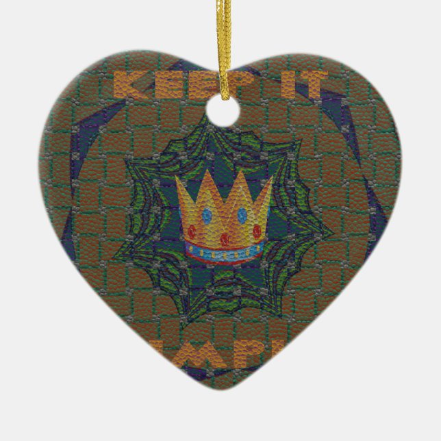 Keep It Simple: The Royal Clarity Pattern Design Ceramic Ornament (Front)