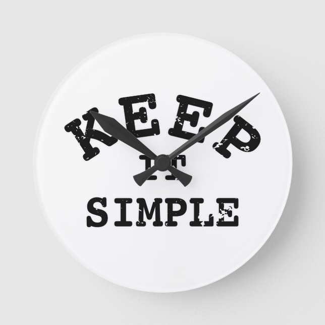 Keep It Simple Typography Round Clock (Front)