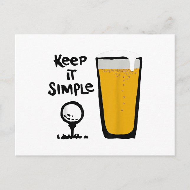 Keep It Simples Funny Golf Beer Postcard (Front)