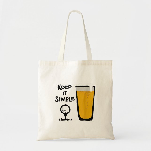 Keep It Simples Funny Golf Beer Tote Bag (Front)