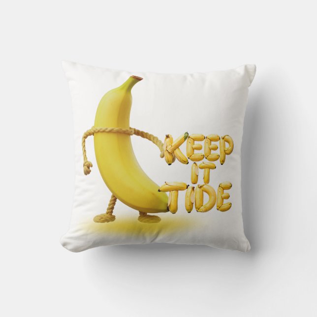 Keep It Tide – Funny Banana Typography Minimalist  Throw Pillow (Front)
