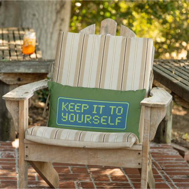 Keep it to yourself Dk Blue Plaque Flip Lumbar Pillow (Chair)