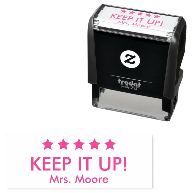 Keep It Up 5 Stars Custom Teacher Self-inking Stamp (In Situ)