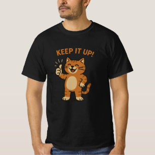 Keep It Up! Retro Cute Motivational Thumbs up Cat T-Shirt