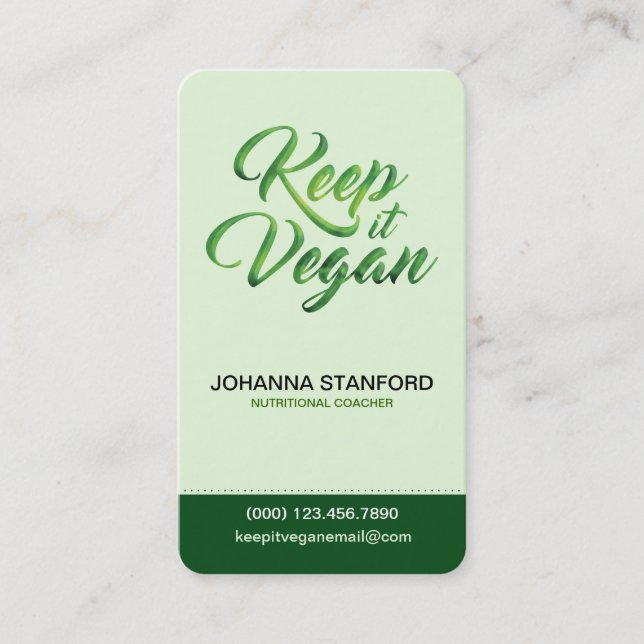Keep it Vegan Happy Quote Business Business Card (Front)