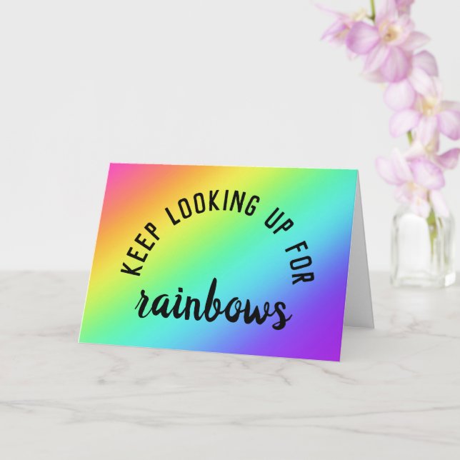 Keep Looking Up for Rainbows Greeting Card (Orchid)