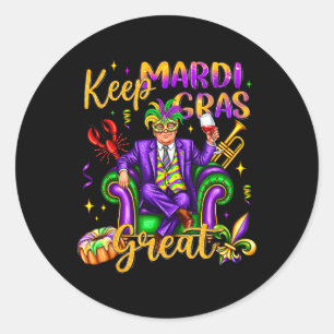Keep Mardi Gras Great Carnival Outfit Funny Trump Classic Round Sticker