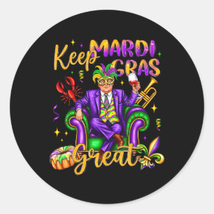 Keep Mardi Gras Great Carnival Outfit Funny Trump Classic Round Sticker