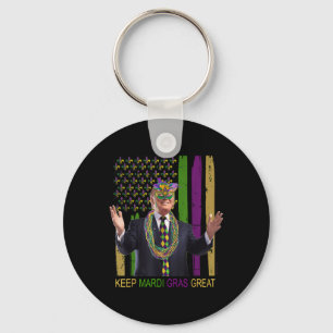 Keep Mardi Gras Great Funny Trump Mardi Gras 2020 Keychain