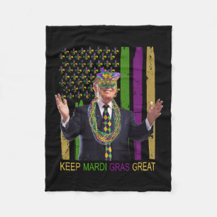 Keep Mardi Gras Great Funny Trump Mardi Gras 2025  Fleece Blanket