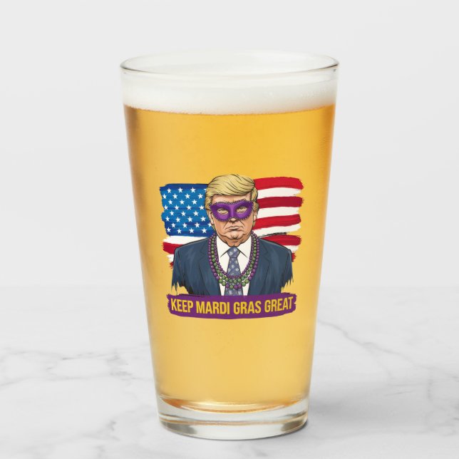 Keep Mardi Gras Great Funny Trump Mardi Gras 2025 Glass (Front Filled)