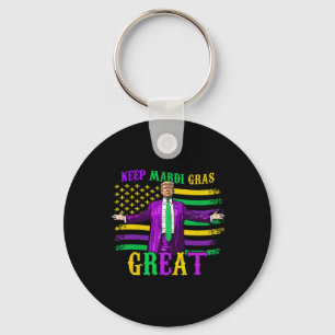 Keep Mardi Gras Great Funny Trump Mardi Gras 2025 Keychain