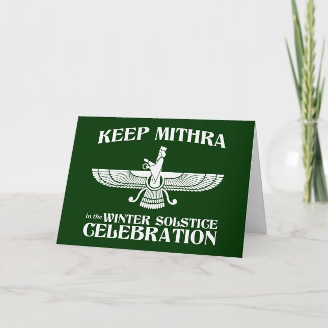 Keep Mithra in the Winter Solstice Celebration Holiday Card (Front)