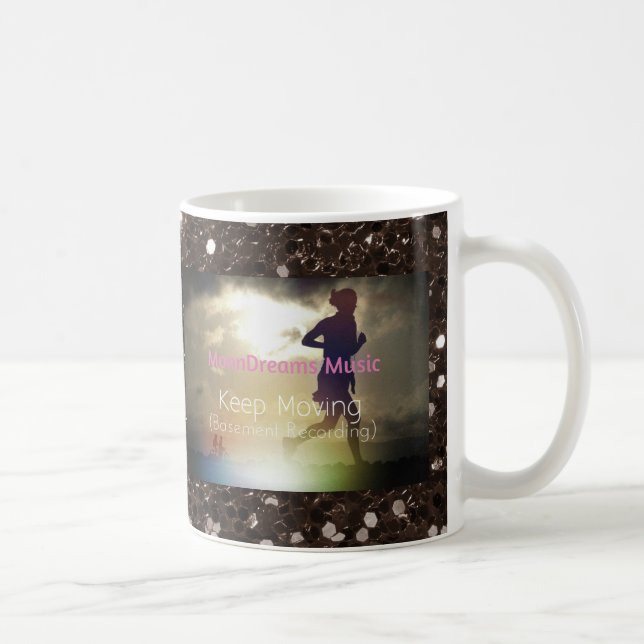 Keep Moving Brown Faux Glitter Coffee Mug (Right)