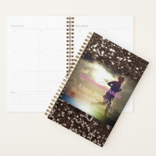 Keep Moving Brown Faux Glitter Planner