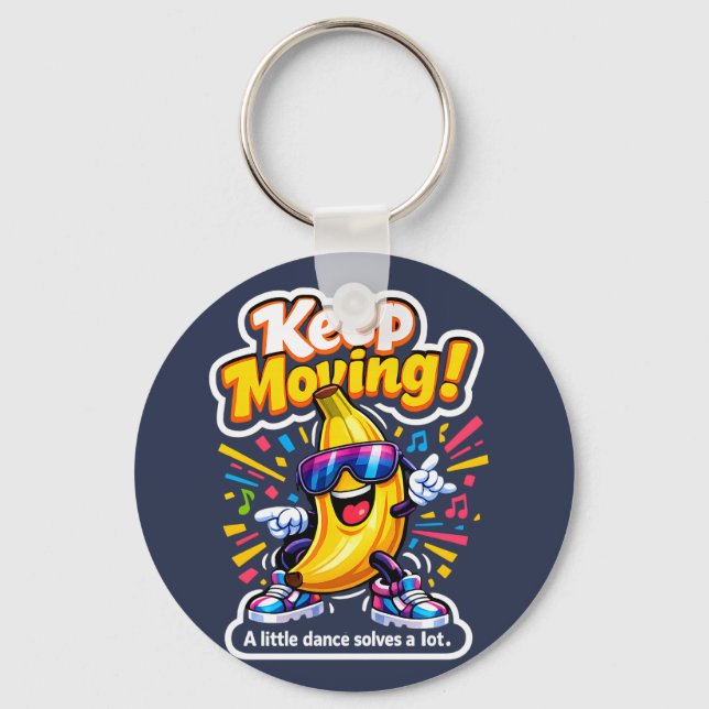 Keep Moving! – Dancing Disco Banana Keychain (Front)
