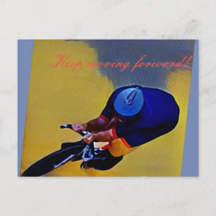 Keep Moving Forward Cyclist Postcard
