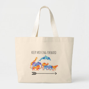 Keep Moving Forward Wild Animals Running Together Large Tote Bag