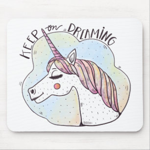 Keep on Dreaming Whimsical Unicorn Mouse Pad