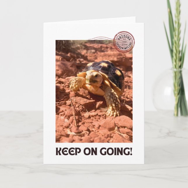 Keep on Going Inspirational coddiwompling Turtle Thank You Card (Front)