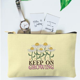 Keep On Growing Positive Quotes Retro Flowers Accessory Pouch