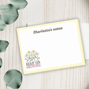 Keep On Growing Positive Quotes Retro Flowers Post-it Notes