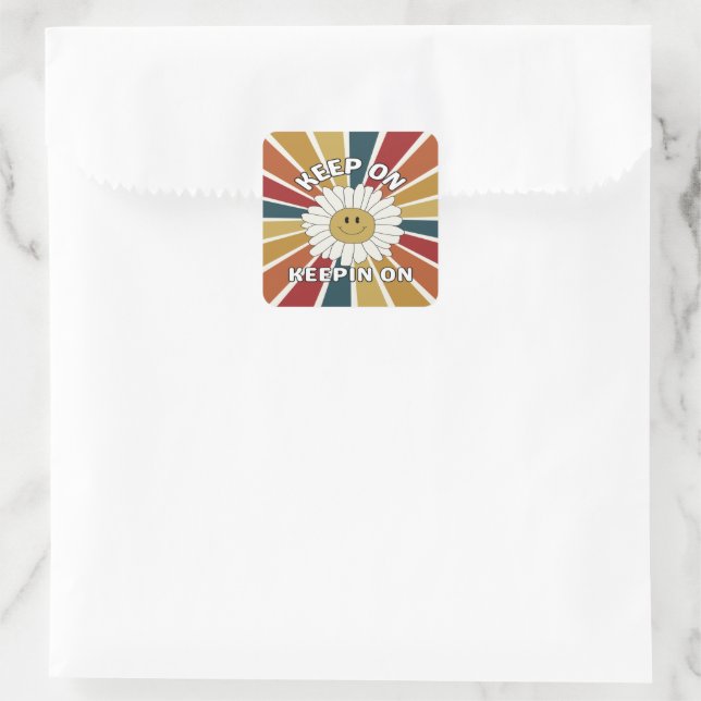 Keep On Keepin On Retro Square Sticker (Bag)