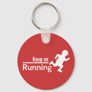 Keep on Running in White Grunge Keychain