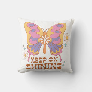 Keep On Shining Butterfly Throw Pillow