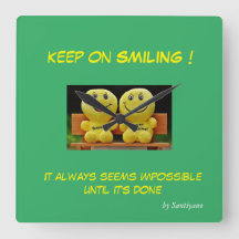 ' Keep on smiling ' square wall clock