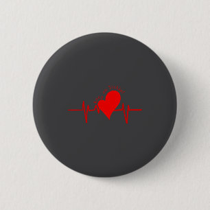 Keep On Tickin! Ekg Heartbeat Cow Valve Heart Pati 2 Inch Round Button